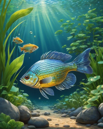 cichlid,blue stripe fish,bluegill,discus cichlid,freshwater fish,forest fish,discus fish,ornamental fish,underwater background,underwater fish,fish in water,beautiful fish,golden angelfish,blue fish,green sunfish,tilapia,coral reef fish,angelfish,diamond tetra,marine fish,Illustration,Realistic Fantasy,Realistic Fantasy 08