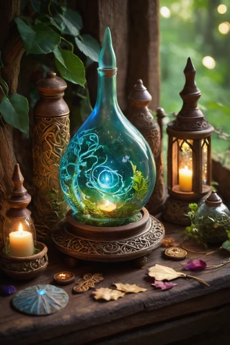 potions,alchemy,oil lamp,magical pot,divination,crystal ball-photography,terrarium,stone lamp,glass signs of the zodiac,five elements,incense burner,candlemaker,fantasy art,fantasy picture,glass jar,crystal ball,lantern,potion,anahata,tealight,Photography,General,Commercial