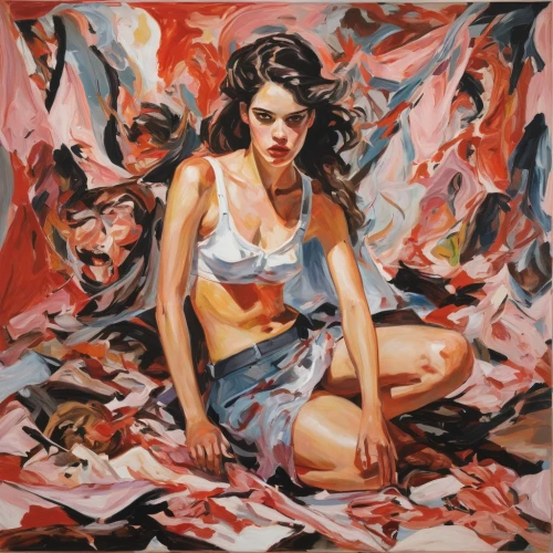 girl in cloth,girl with cloth,torn dress,pin-up girl,italian painter,woman sitting,art painting,oil painting on canvas,crumpled up,oil painting,girl sitting,crumpled,oil on canvas,pinup girl,young woman,oil paint,femininity,la violetta,pin up girl,modern pop art,Conceptual Art,Oil color,Oil Color 18