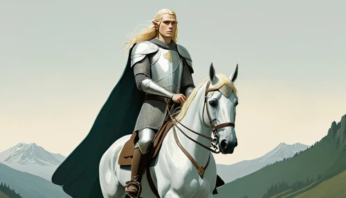 heroic fantasy,cullen skink,male elf,norse,man and horses,king arthur,a white horse,elven,witcher,htt pléthore,horse herder,horseman,jrr tolkien,king caudata,white horse,bordafjordur,horseback,albino horse,gandalf,andalusians,Illustration,Japanese style,Japanese Style 08