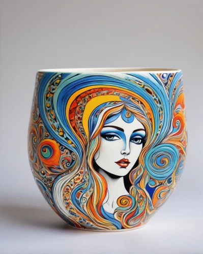 enamel cup,girl with cereal bowl,serving bowl,earthenware,enamelled,a bowl,singing bowl,soup bowl,stoneware,flower bowl,bowl,mosaic tealight,glass painting,art deco woman,tibetan bowl,ceramics,mixing bowl,dishware,white bowl,coffee cup,Illustration,Realistic Fantasy,Realistic Fantasy 39