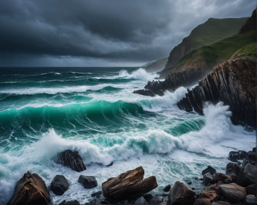 stormy sea,rocky coast,sea storm,seascapes,crashing waves,seascape,atlantic,norway coast,northern ireland,storm surge,ocean waves,north atlantic,coastal landscape,nature's wrath,tidal wave,emerald sea,sea stack,landscape photography,rogue wave,the wind from the sea,Photography,General,Fantasy