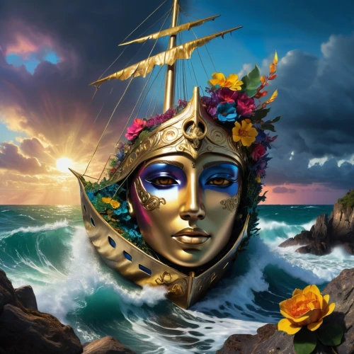 sea fantasy,fantasy art,tour to the sirens,fantasy picture,the sea maid,cleopatra,sea god,world digital painting,fantasy portrait,poseidon god face,poseidon,rosa ' amber cover,god of the sea,the zodiac sign pisces,gold foil mermaid,the wind from the sea,golden crown,golden mask,rusalka,phoenix boat,Photography,Artistic Photography,Artistic Photography 08