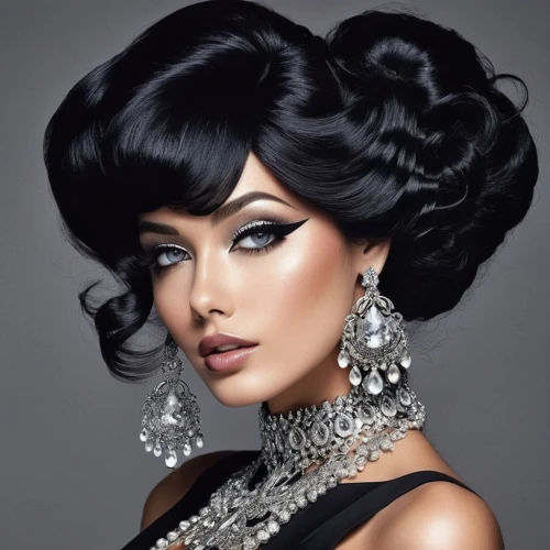 eurasian,miss circassian,artificial hair integrations,bridal accessory,gypsy hair,glamour girl,persian,glamour,bouffant,glamorous,bridal jewelry,vintage makeup,chignon,hairstyle,arab,cleopatra,lace wig,black hair,updo,beauty salon,Photography,Fashion Photography,Fashion Photography 04