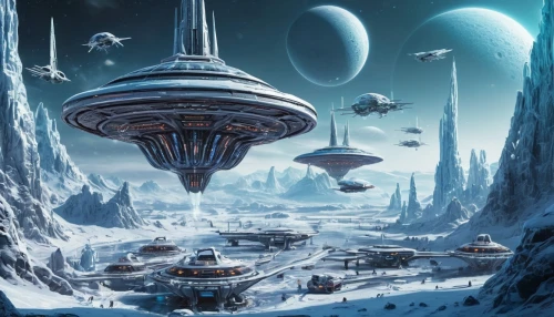 ice planet,futuristic landscape,sci fi,alien world,alien planet,federation,sci fiction illustration,sci-fi,sci - fi,scifi,science fiction,exoplanet,colony,valerian,terraforming,concept art,space port,cg artwork,extraterrestrial life,science-fiction,Conceptual Art,Sci-Fi,Sci-Fi 13