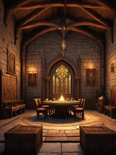 wooden beams,tavern,medieval architecture,fireplaces,apothecary,dining room,fireplace,wine cellar,hearth,castle iron market,medieval,wine tavern,billiard room,ornate room,dandelion hall,lodge,collected game assets,medieval castle,devilwood,hobbiton,Illustration,Realistic Fantasy,Realistic Fantasy 36