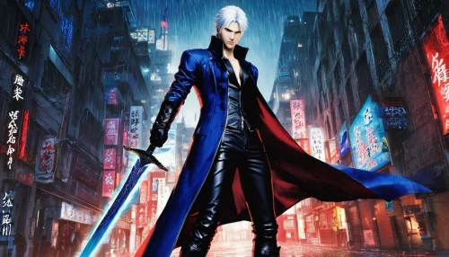 imperial coat,scythe,kado,long coat,cg artwork,swordsman,yukio,figure of justice,underworld,overcoat,cruella de ville,excalibur,swordswoman,suit of the snow maiden,assassin,clone jesionolistny,male character,celebration cape,monsoon banner,anime japanese clothing,Illustration,Japanese style,Japanese Style 04