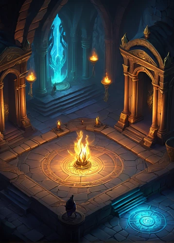 torchlight,the eternal flame,game illustration,dungeons,hearth,scrolls,fireplaces,dungeon,druid grove,fireside,hall of the fallen,druid stone,fireplace,druids,collected game assets,candlemaker,candlelight,ancient city,runes,arcanum,Illustration,Realistic Fantasy,Realistic Fantasy 01