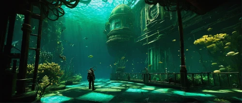 underwater playground,underwater oasis,underwater landscape,underwater background,undersea,sunken church,ocean underwater,aquarium,under the sea,ocean floor,submerged,under sea,underwater world,under the water,underwater,underground lake,deep sea,under water,3d fantasy,cube sea,Photography,Artistic Photography,Artistic Photography 05