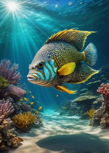 golden angelfish,coral reef fish,cichlid,angelfish,lemon surgeonfish,butterflyfish,butterfly fish,imperator angelfish,triggerfish,underwater fish,ornamental fish,pallet surgeonfish,triggerfish-clown,trigger fish,beautiful fish,marine fish,underwater background,lemon butterflyfish,tropical fish,discus fish,Illustration,Abstract Fantasy,Abstract Fantasy 20