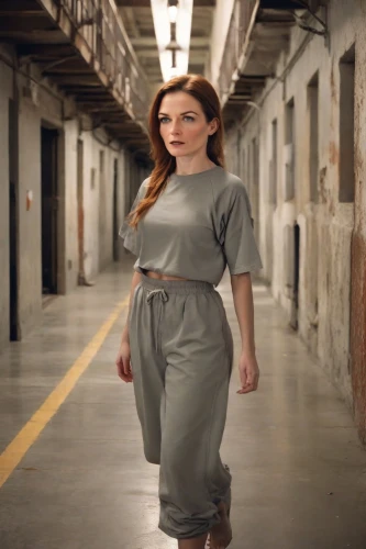 workhouse,prison,prisoner,women's clothing,women clothes,menswear for women,woman walking,woman in menswear,auschwitz 1,asylum,coveralls,auschwitz,girl walking away,women fashion,girl in a historic way,digital compositing,liberty cotton,the morgue,warehouse,video scene,Photography,Natural