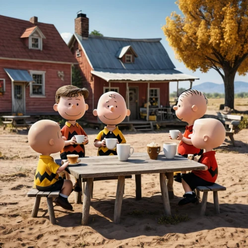 peanuts,popeye village,family picnic,tea party,popeye,tea,gnomes at table,the coffee shop,breakfast table,café,funko,drive in restaurant,autumn hot coffee,tea time,salted peanuts,breakfast outside,in the fall,family dinner,beach restaurant,coffee break