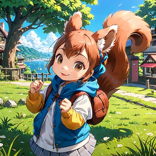 child fox,garden-fox tail,cute fox,adorable fox,little fox,squirell,conker,tails,chestnut animal,acorns,cinnamon girl,eurasian red squirrel,a fox,toori,chestnut blossom,fox,chestnut,kosmea,cute cartoon character,eurasian squirrel,Anime,Anime,Traditional