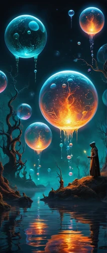 mushroom landscape,mushroom island,mushrooms,alien world,fantasy landscape,fungal science,psychedelic art,fantasy picture,sci fiction illustration,fantasy art,fungi,umbrella mushrooms,toadstools,club mushroom,bioluminescence,fairy world,futuristic landscape,alien planet,underwater landscape,fairy lanterns,Illustration,Realistic Fantasy,Realistic Fantasy 42