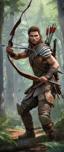bow and arrows,quarterstaff,woodsman,longbow,robin hood,male elf,dane axe,tribal arrows,forest man,barbarian,hand draw arrows,wood elf,massively multiplayer online role-playing game,druid,bows and arrows,the wanderer,aaa,neanderthal,bow arrow,3d archery,Conceptual Art,Oil color,Oil Color 10