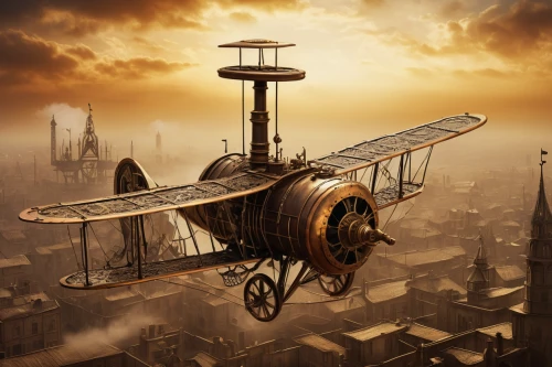 steampunk,flying machine,airship,airships,triplane,monoplane,biplane,air ship,steampunk gears,steam icon,aeroplane,wind engine,air transport,game illustration,rocket-powered aircraft,hot air,bi plane,an aircraft of the free flight,aerial landscape,clockmaker,Illustration,Abstract Fantasy,Abstract Fantasy 16