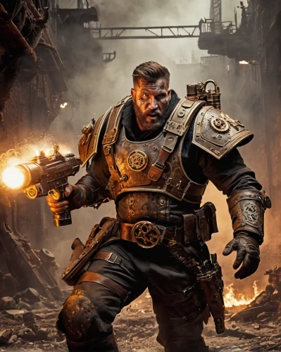 massively multiplayer online role-playing game,mercenary,warlord,raider,cable,gunsmith,steam icon,shooter game,aop,game illustration,fury,mad max,ork,fallout4,grog,steampunk,prejmer,scrap iron,dwarf sundheim,gunfighter,Illustration,Realistic Fantasy,Realistic Fantasy 13