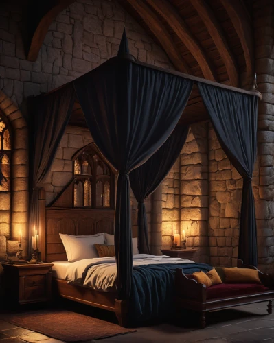 four poster,four-poster,sleeping room,knight tent,canopy bed,medieval architecture,fairy tale icons,dracula castle,bedding,ornate room,attic,hogwarts,great room,warm and cozy,dracula's birthplace,medieval,castel,bedroom,rooms,loft,Photography,Documentary Photography,Documentary Photography 24