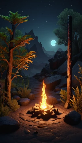 campfire,campfires,cartoon video game background,fire background,night scene,firepit,campsite,fire bowl,camp fire,bonfire,dusk background,scorched earth,fireside,fire pit,landscape background,log fire,desert background,3d background,moonlit night,fireplaces,Illustration,Abstract Fantasy,Abstract Fantasy 16