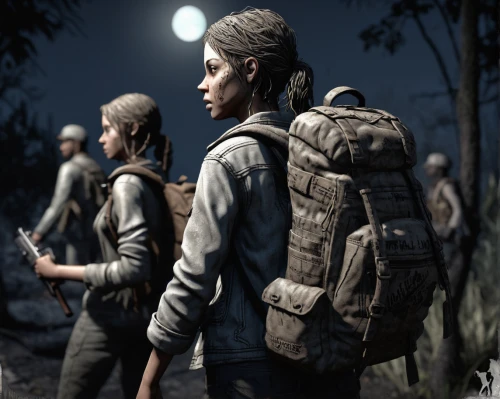 walkers,pathfinders,farm pack,parka,campers,gi,backpack,patrols,female nurse,edit icon,scavenger,lori,survive,scouts,messenger bag,cargo,khaki,scout,the walking dead,dacia,Illustration,Black and White,Black and White 11