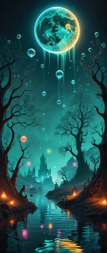 mushroom landscape,fantasy landscape,fantasy picture,mushroom island,ufo,fairy world,acid lake,ufos,alien world,magic tree,fantasy art,halloween background,futuristic landscape,dream world,orbs,alien planet,fantasy world,fantasia,cartoon video game background,fairy lanterns,Illustration,Realistic Fantasy,Realistic Fantasy 42