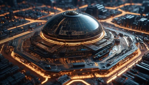 metropolis,roof domes,cinema 4d,3d rendering,futuristic architecture,render,3d render,tilt shift,dome roof,skyscraper,panopticon,dome,3d rendered,musical dome,aerial landscape,digital compositing,fantasy city,macroperspective,skyscraper town,futuristic landscape,Photography,General,Sci-Fi