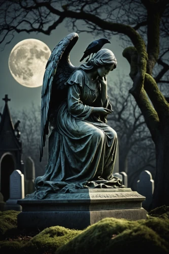 weeping angel,resting place,angel of death,memento mori,burial ground,grave stones,life after death,fallen angel,magnolia cemetery,cemetary,dark angel,tombstones,guardian angel,black angel,of mourning,dance of death,death angel,graveyard,gravestones,old graveyard,Illustration,Realistic Fantasy,Realistic Fantasy 23
