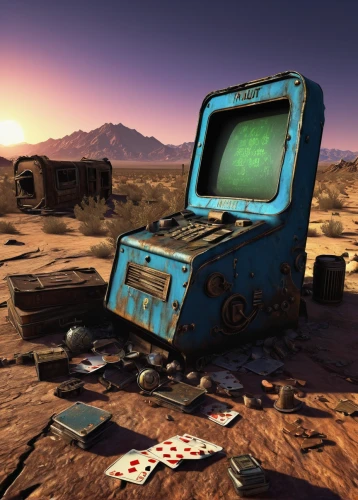 mars rover,wasteland,mission to mars,red planet,mars probe,barebone computer,crash site,asterales,mojave,planet mars,fallout4,fallout,virtual landscape,research station,computer graphics,moon valley,capture desert,moon rover,moon base alpha-1,collected game assets,Illustration,Retro,Retro 20