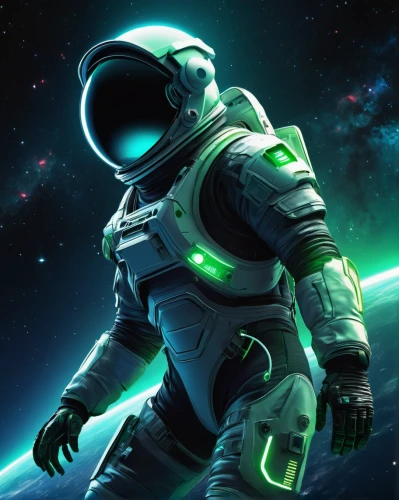 spacesuit,space walk,space suit,astronaut,space art,green aurora,space-suit,astronautics,cosmonaut,spaceman,space,spacewalk,robot in space,space voyage,lost in space,spacewalks,sci fiction illustration,outer space,cosmos,astronira,Illustration,Realistic Fantasy,Realistic Fantasy 15