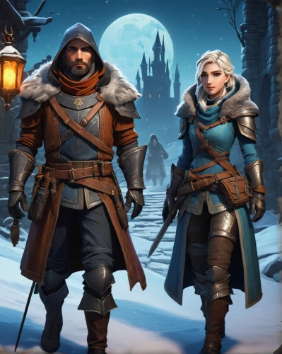 massively multiplayer online role-playing game,witcher,winter clothing,guards of the canyon,assassins,heroic fantasy,quarterstaff,winter sale,dwarves,elves,collected game assets,vilgalys and moncalvo,game characters,nomads,winter clothes,advisors,father frost,winterblueher,winter sales,couple goal,Illustration,Realistic Fantasy,Realistic Fantasy 41