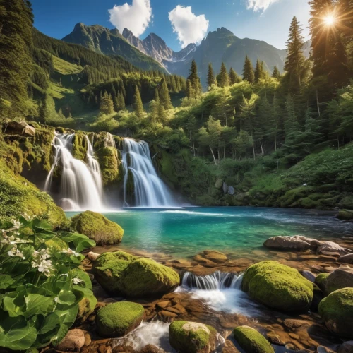 mountain spring,mountain stream,southeast switzerland,wasserfall,beautiful landscape,berchtesgaden national park,landscape background,south tyrol,nature landscape,mountain landscape,canton of glarus,green waterfall,eastern switzerland,dolomites,slovenia,austria,landscapes beautiful,natural scenery,background view nature,mountain scene,Photography,General,Realistic