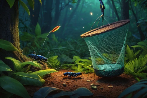 fireflies,tiny world,terrarium,poison dart frog,world digital painting,fairy world,3d fantasy,jewel bugs,fairy forest,butterfly isolated,jewel beetles,forest beetle,insects,3d render,fishing float,blue butterflies,diorama,aquarium,frog background,forest fish,Photography,Fashion Photography,Fashion Photography 17