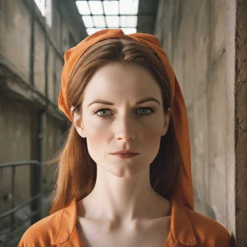 orange robes,orange,clementine,orange color,headscarf,orange half,bright orange,aperol,turban,beret,elizabeth i,bonnet,head woman,redhead doll,portrait of a woman,daphne,woman portrait,portrait of a girl,woman face,milkmaid,Photography,Natural