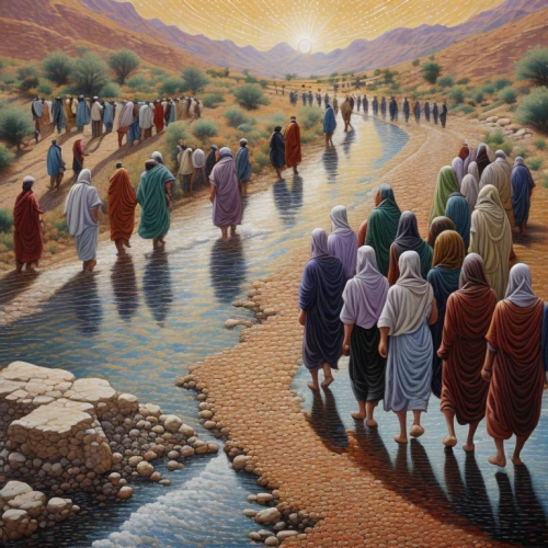 jordan river,river of life project,contemporary witnesses,disciples,pilgrims,pentecost,genesis land in jerusalem,church painting,procession,way of the cross,migration,global oneness,the cultivation of,twelve apostle,khokhloma painting,devotees,woman church,migratory,pilgrimage,migrate