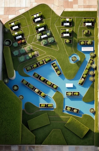 golf resort,artificial island,feng shui golf course,playmat,artificial grass,artificial islands,golf hotel,artificial turf,football pitch,panamax,3d rendering,landscape plan,floating islands,town planning,soccer field,eco hotel,school design,cube stilt houses,board game,sewage treatment plant,Photography,General,Realistic