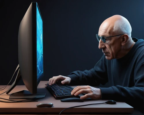 man with a computer,cyber crime,cyber security,computer addiction,computer security,cybersecurity,elderly man,cyber glasses,cybercrime,computer freak,elderly person,anonymous hacker,it security,hacker,personal computer,information security,computer business,dark web,data retention,spy,Art,Artistic Painting,Artistic Painting 05