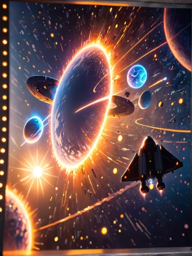 mobile video game vector background,playmat,life stage icon,3d background,starscape,space art,asterales,planetarium,triangles background,cg artwork,android game,space voyage,digital compositing,space,planetary system,spacescraft,game illustration,space ships,orbiting,outer space,Anime,Anime,Cartoon