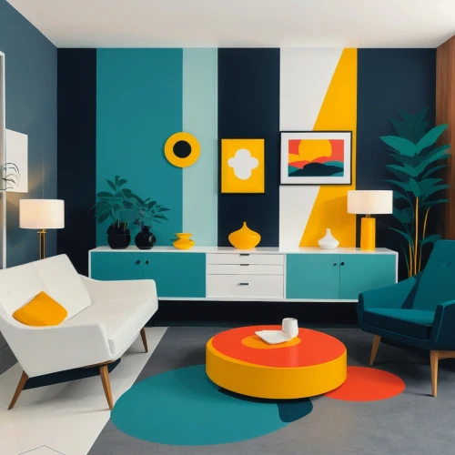 mid century modern,modern decor,teal and orange,mid century house,mid century,contemporary decor,kids room,interior design,geometric style,modern room,interior decoration,color turquoise,interior modern design,search interior solutions,color wall,interior decor,retro styled,boy's room picture,two color combination,shared apartment,Illustration,Vector,Vector 01