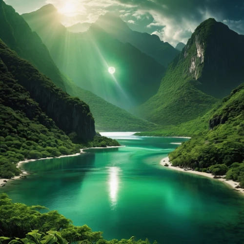emerald sea,green landscape,green water,river landscape,green waterfall,landscapes beautiful,beautiful landscape,green trees with water,beautiful lake,landscape background,nature landscape,natural scenery,green wallpaper,green forest,the natural scenery,heaven lake,mountain river,new zealand,amazing nature,green valley,Photography,General,Realistic