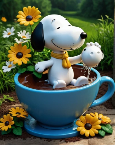 snoopy,cute cartoon image,jack russel,watering can,peanuts,chocolate daisy,flower pot,flowerpot,flower tea,garden pot,cute puppy,daisy flowers,tibet terrier,daisy flower,cartoon flowers,flower animal,jack russell,daisies,jack russell terrier,daisy family,Illustration,American Style,American Style 01