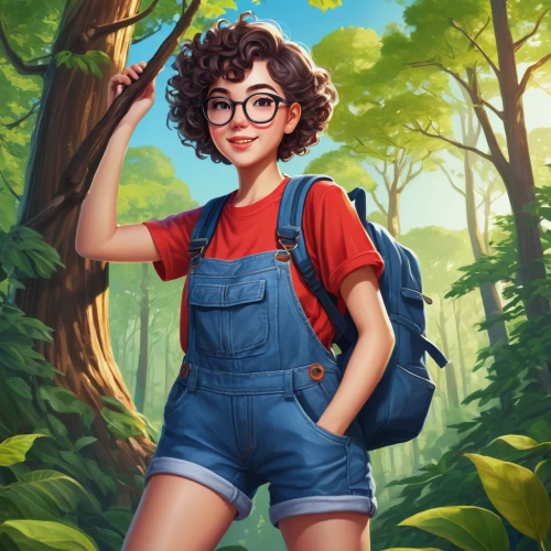 girl in overalls,kids illustration,overalls,digital painting,world digital painting,farmer in the woods,girl with tree,digital illustration,game illustration,girl portrait,hiker,farm girl,retro girl,portrait background,children's background,biologist,fantasy portrait,sci fiction illustration,cg artwork,overall,Conceptual Art,Fantasy,Fantasy 03