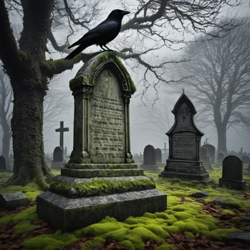 life after death,resting place,burial ground,tombstones,murder of crows,graveyard,grave stones,old graveyard,mourning swan,animal grave,memento mori,angel of death,gravestones,cemetary,mortality,graves,raven bird,ravens,corvidae,mourning,Illustration,Paper based,Paper Based 16