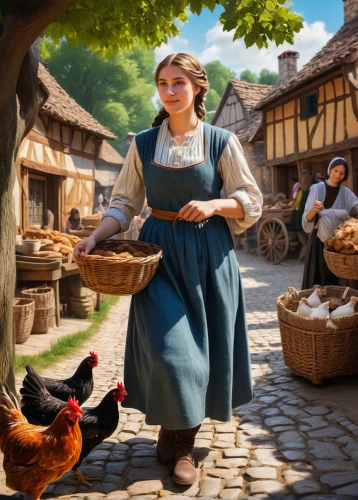 girl with bread-and-butter,cockerel,medieval market,girl picking apples,woman holding pie,merchant,bavarian swabia,bremen town musicians,puy du fou,harvest festival,marketplace,east-european shepherd,bornholmer margeriten,the pied piper of hamelin,girl in the kitchen,woman with ice-cream,folk village,pilgrim,polish chicken,girl in a historic way,Conceptual Art,Daily,Daily 26