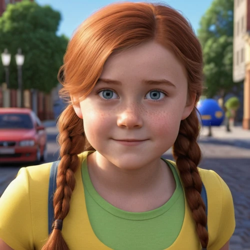 princess anna,agnes,rapunzel,cinnamon girl,elsa,pippi longstocking,merida,maci,princess sofia,cute cartoon character,the little girl,clove,disney character,pigtail,willow,a girl's smile,braid,little girl,madeleine,elf,Photography,General,Realistic