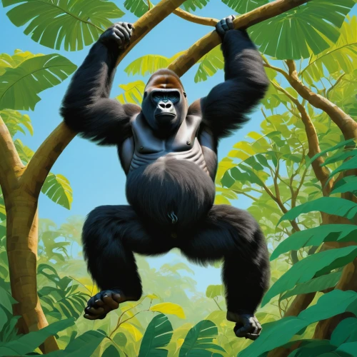 gorilla,uganda,siamang,bonobo,kong,ape,great apes,gibbon 5,tarzan,common chimpanzee,silverback,orang utan,chimpanzee,bongo,primate,orangutan,madagascar,gibbon,cercopithecus neglectus,uganda kob,Art,Artistic Painting,Artistic Painting 28