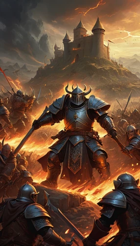 massively multiplayer online role-playing game,crusader,paladin,warlord,wall,fire background,dusk background,castleguard,lone warrior,knight armor,heroic fantasy,scorched earth,armored,iron mask hero,northrend,fantasy warrior,conquest,knight festival,guards of the canyon,riot,Conceptual Art,Fantasy,Fantasy 18
