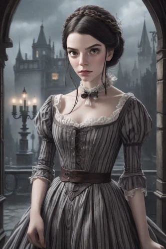 victorian lady,gothic portrait,vampire lady,vampire woman,gothic woman,queen anne,gothic dress,a girl in a dress,victorian style,romantic portrait,gothic fashion,victorian,old elisabeth,victorian fashion,cinderella,fantasy portrait,girl in a historic way,goth woman,venetia,the victorian era,Photography,Realistic