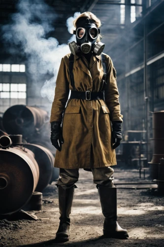hazmat suit,respirator,respirators,chemical disaster exercise,respiratory protection,protective clothing,personal protective equipment,fluoroethane,acetylene,gas mask,protective suit,poison gas,gas welder,chemical container,chemical plant,steelworker,industrial smoke,coveralls,firefighter,welder,Conceptual Art,Daily,Daily 11