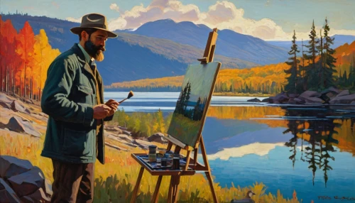 painting technique,meticulous painting,painting,oil painting,painter,art painting,montana,italian painter,yukon territory,oil painting on canvas,oil on canvas,self-portrait,artist,fisherman,artist portrait,two jack lake,khokhloma painting,river landscape,church painting,rifleman,Conceptual Art,Sci-Fi,Sci-Fi 23