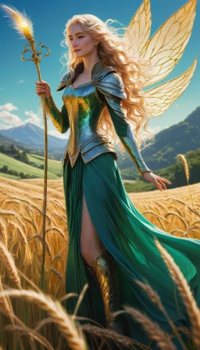 wheat field,wheat fields,fantasy picture,woman of straw,barley field,fantasy art,celtic woman,fantasy woman,fantasy portrait,chamomile in wheat field,heroic fantasy,wheat crops,wind warrior,goddess of justice,fae,strands of wheat,straw field,wheat grasses,faerie,field of cereals,Art,Artistic Painting,Artistic Painting 22